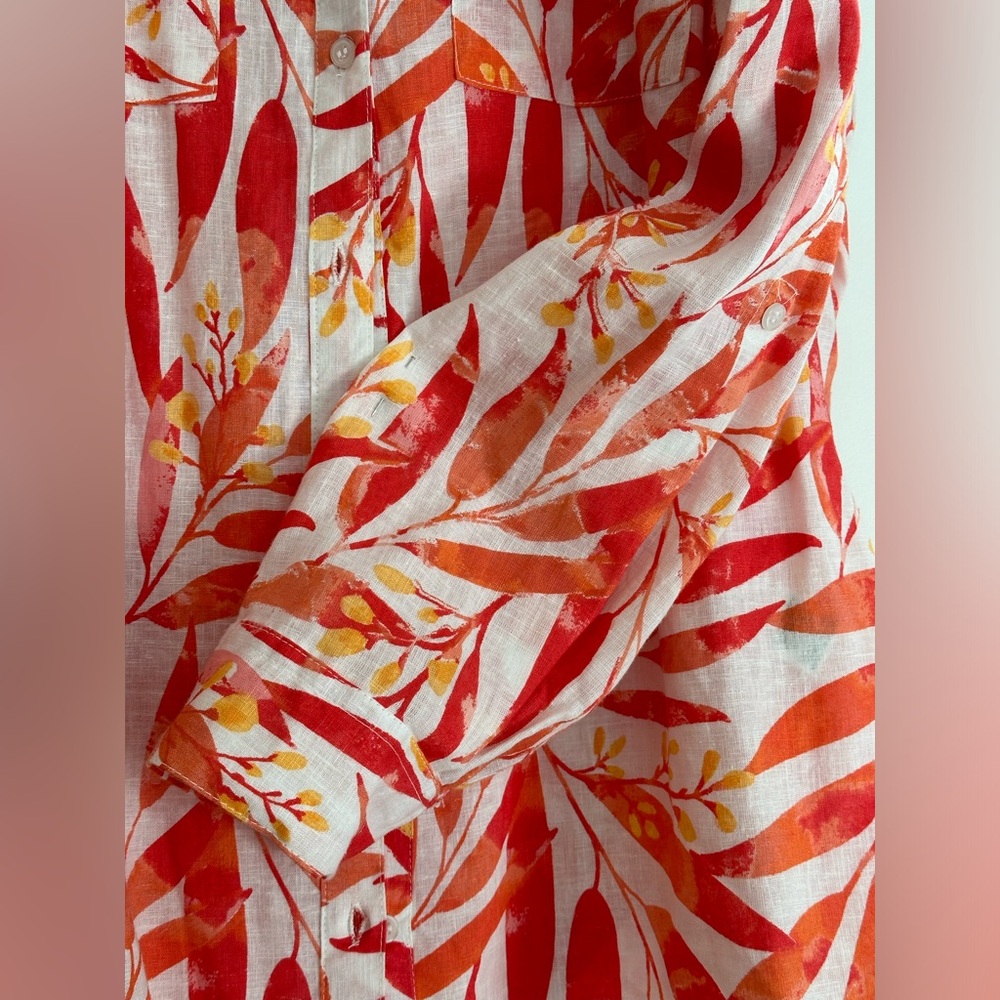 Emily Daniels Top Palms Print ButtonDown Blouse Colorful Size XL NEW WITHOUT TAG - Picture 5 of 8